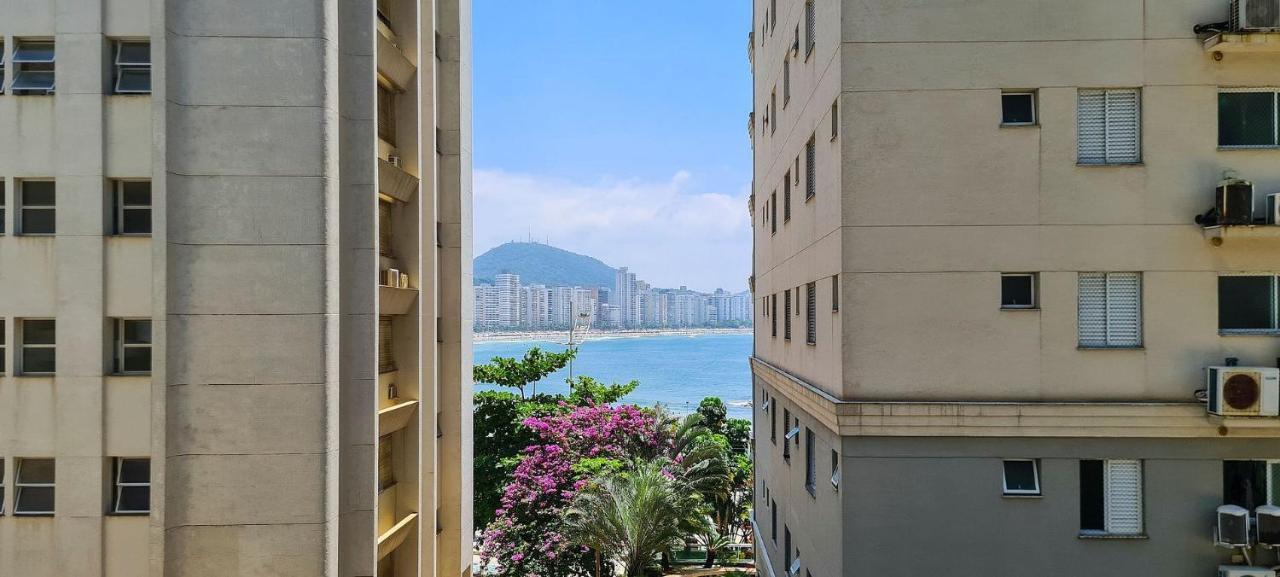 Apartamento Mirante Astúrias - varanda gourmet de frente para a praia da Astúrias no Guarujá Exterior foto