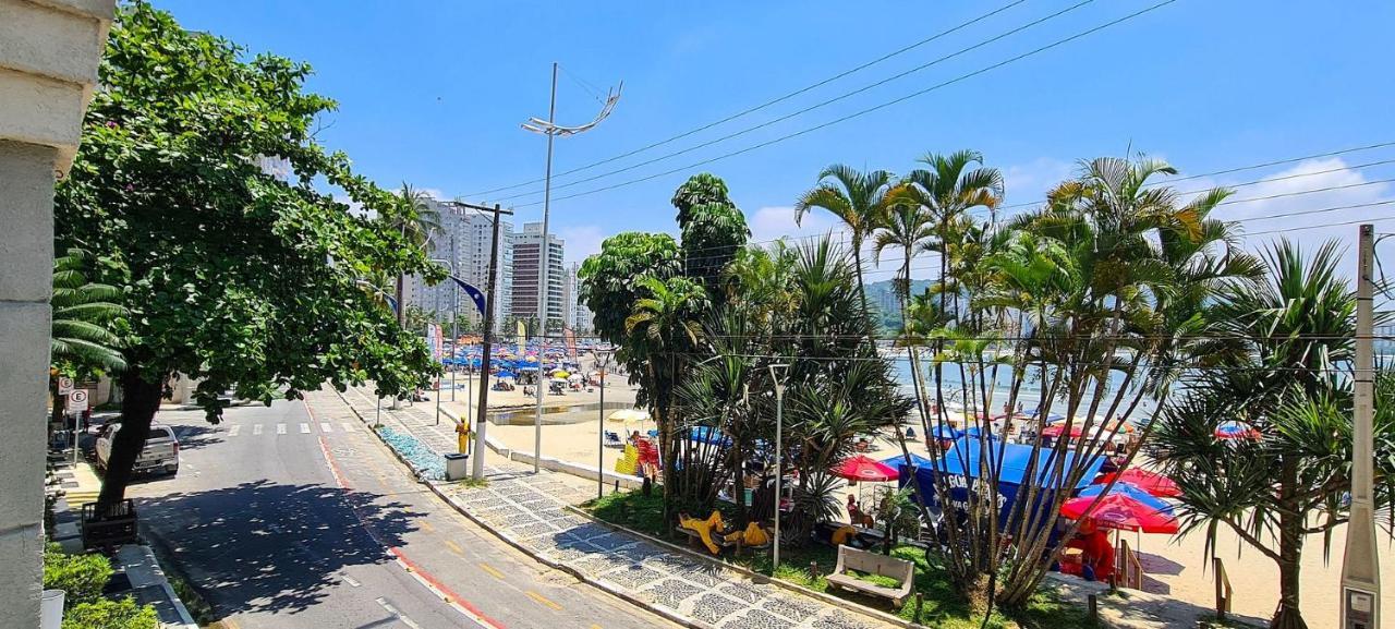 Apartamento Mirante Astúrias - varanda gourmet de frente para a praia da Astúrias no Guarujá Exterior foto