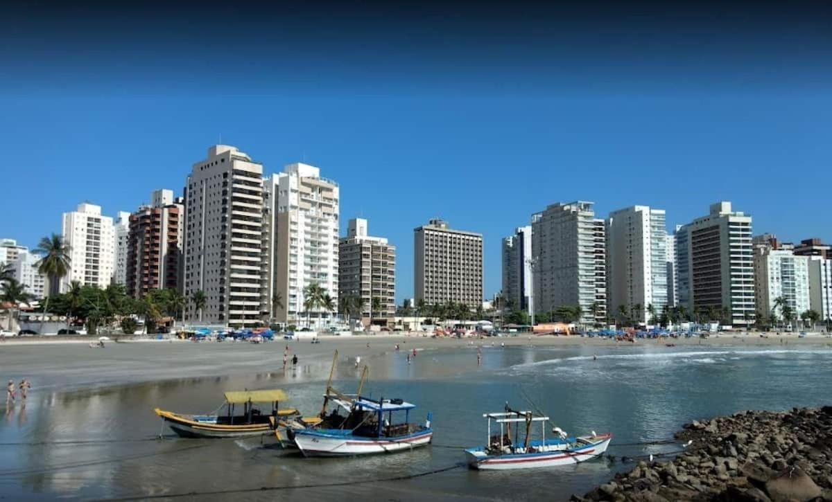 Apartamento Mirante Astúrias - varanda gourmet de frente para a praia da Astúrias no Guarujá Exterior foto