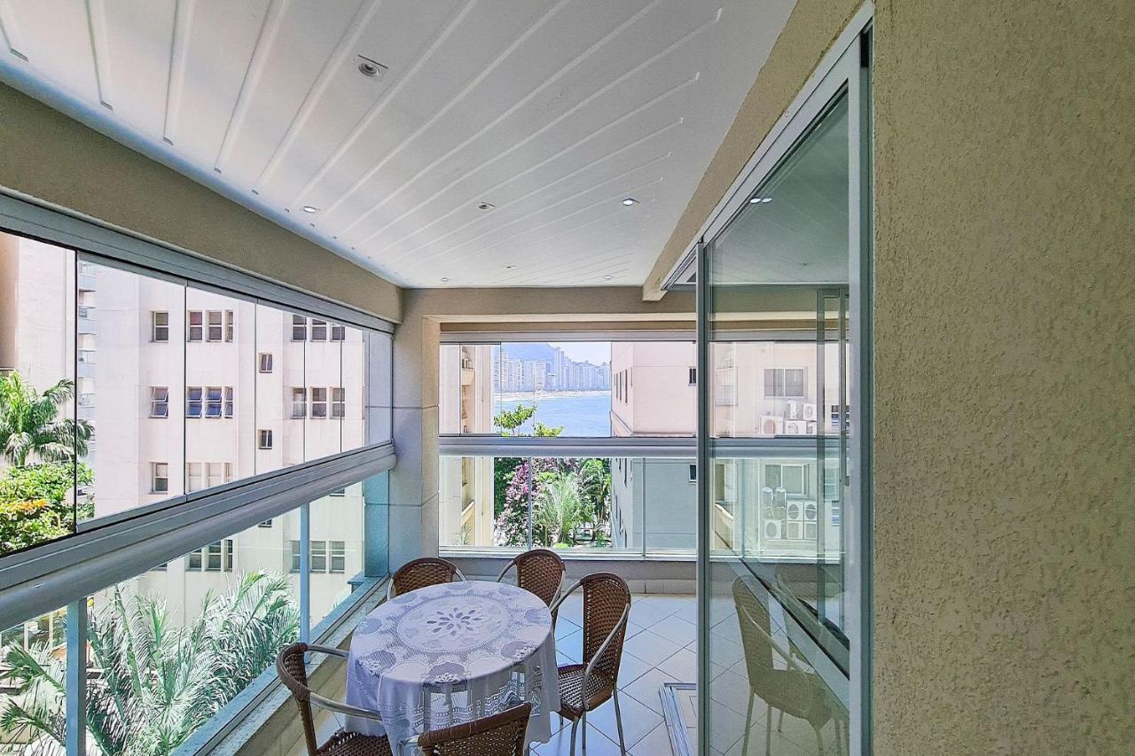 Apartamento Mirante Astúrias - varanda gourmet de frente para a praia da Astúrias no Guarujá Exterior foto